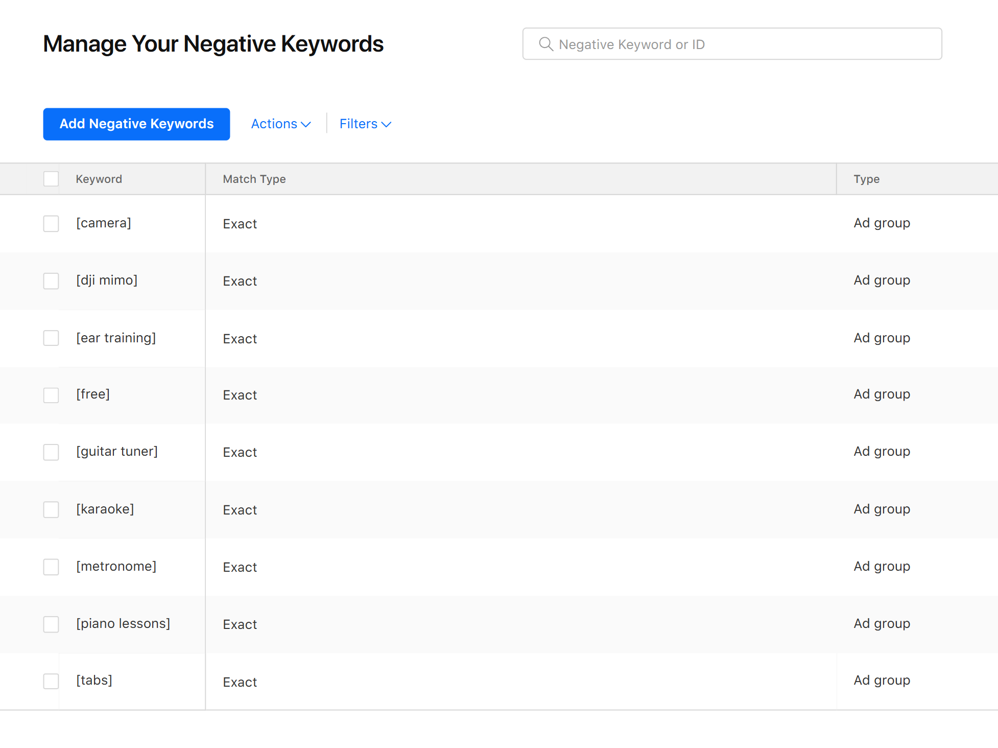 Apple Ads search terms — irrelevant queries